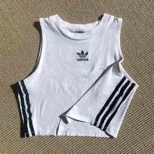 Adidas Originals Cropped White 3 Stripe Tee